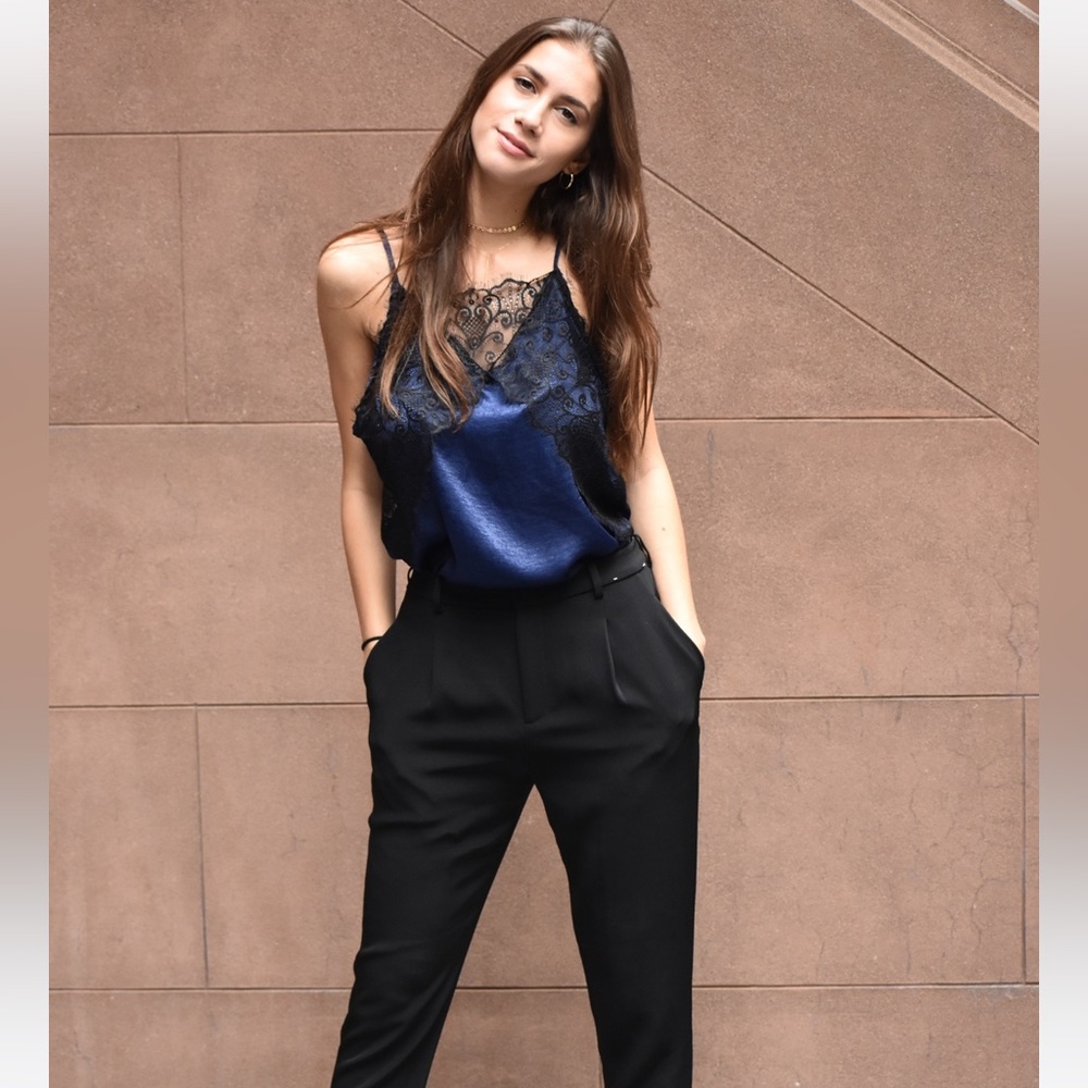 Blue Lace Cami Tank Top